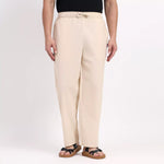 Beige Men's Loose Fit Cotton Pyjama