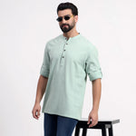 Mint Green Airy Linen Short Kurtas for Men