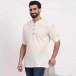 Ecru Airy Linen Short Kurtas for Men